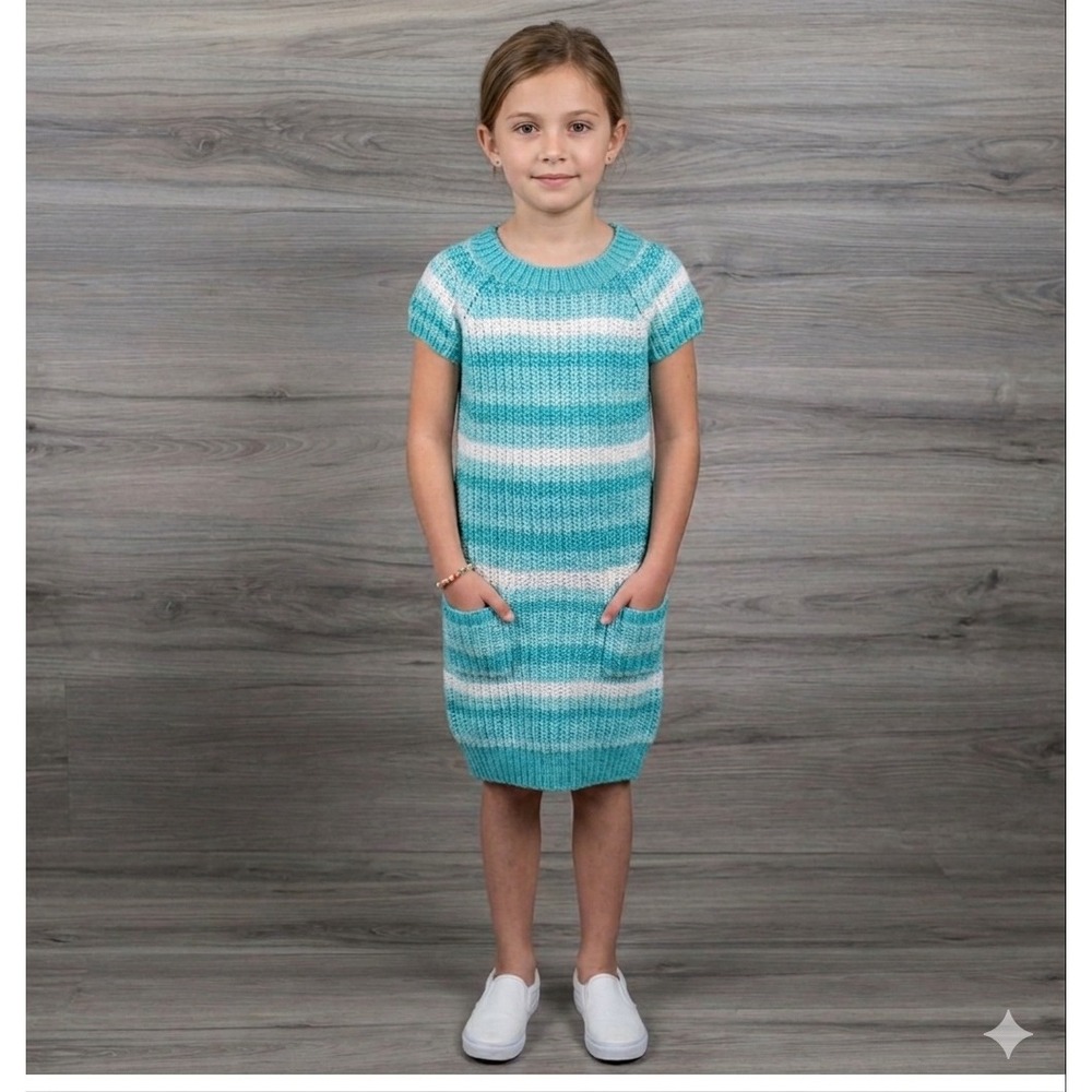 NWT‎ Crazy 8 Knit Dress Girls M 7-8 Aqua Sweater Dress Boho Preppy Festival